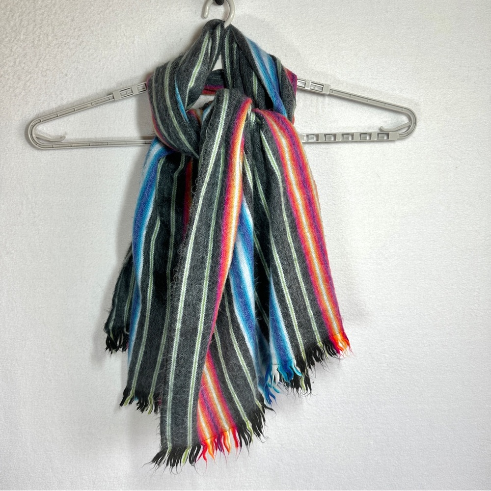 Amano Inkas Alpaca Wool Blend Pashmina Scarf Striped Fringe One Size